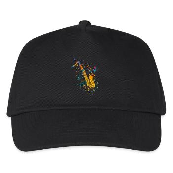 Saxophon Jazz Saxophonist Orchester Musiker - Kinder Basecap - Schwarz - Vorne