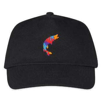 Bunter Hecht Angeln Hechte Fischen Angler - Kinder Basecap - Schwarz - Vorne