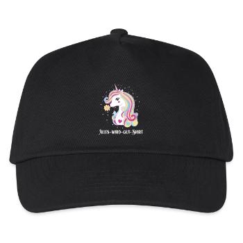 Alles Wird Gut Wunsch Einhorn Genesung Motivation - Kinder Basecap - Schwarz - Vorne
