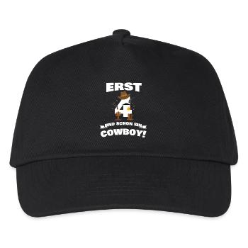 Erst 4 und schon Cowboy / Kinder Geschenkidee - Kinder Basecap - Schwarz - Vorne