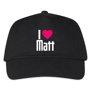 I Love Matt Pinkes Herz Ich liebe Matt - Kinder Basecap - Schwarz - Vorne