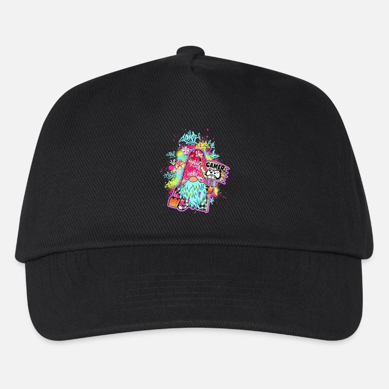 Gamer Wichtel Streetart Gnom  - Kinder Basecap - Schwarz
