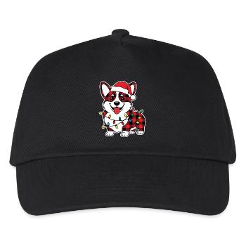 Hund Corgi Weihnachten Plaid Rot Plaid - Kinder Basecap - Schwarz - Vorne