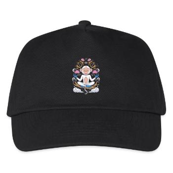  Meditierender Affe mit Lotusbett und - Kinder Basecap - Schwarz - Vorne