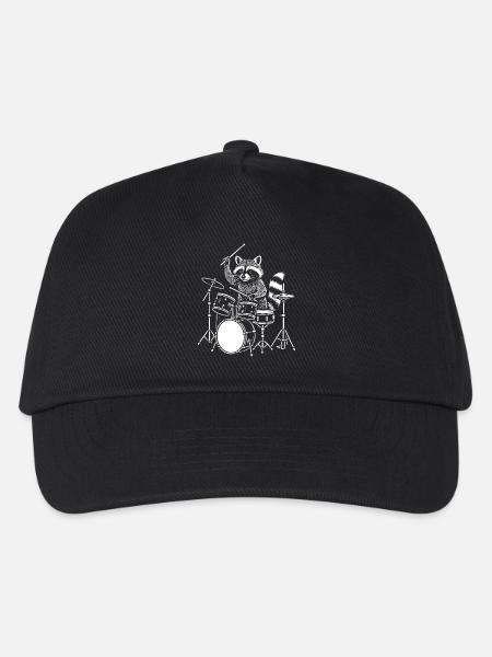 Raccoon Drummer Nightbeat - Casquette de baseball Enfant - noir