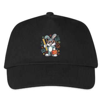 Mathe Hase Brille Koffer - Kinder Basecap - Schwarz - Vorne