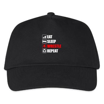 Eat sleep wrestle funny wrestling wrestler - Kids’ Baseball Cap - black - Front