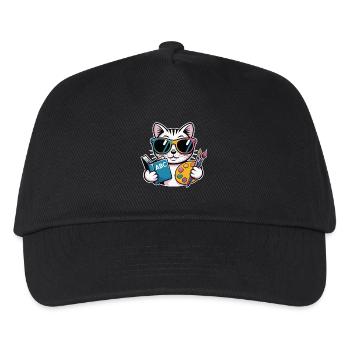 Katzen künstler bunte Palette ABC - Kinder Basecap - Schwarz - Vorne