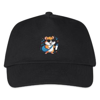 Hamster Fitnessstar Mit Sonnenbrille - Kinder Basecap - Schwarz - Vorne