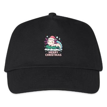Netter Axolotl Frohe Weihnachten - Kinder Basecap - Schwarz - Vorne