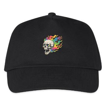 Psychedelischer Totenkopf im Feuerdesign - Kinder Basecap - Schwarz - Vorne