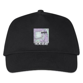 Aesthetic Anime Girl Glitch Systemfehler Vaporwave - Kinder Basecap - Schwarz - Vorne