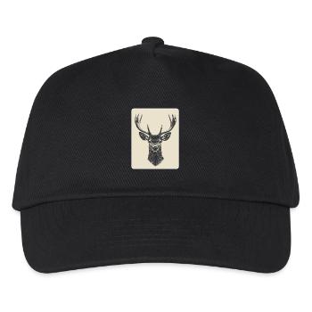 Rentier Hirsch Geweih Reindeer Vintage - Kinder Basecap - Schwarz - Vorne