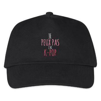 Ich kann nicht, ich habe K-Pop - koreanische Korea-Musik - Kinder Basecap - Schwarz - Vorne