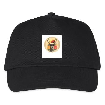 Rentier Hirsch Geweih Reindeer Vintage Weihnachten - Kinder Basecap - Schwarz - Vorne