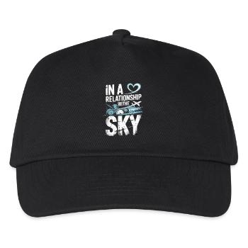  In Einer Beziehung Mit Dem Himmel Flugzeug - Kinder Basecap - Schwarz - Vorne