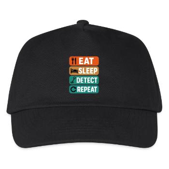 Eat Sleep Detect Repeat Metal Detecting Fun - Kids’ Baseball Cap - black - Front