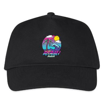 Miami Beach Neon Palm Trees - Kids’ Baseball Cap - black - Front
