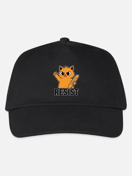 Resist Katze mit Baguette Lustiger Protest - Kinder Basecap - Schwarz