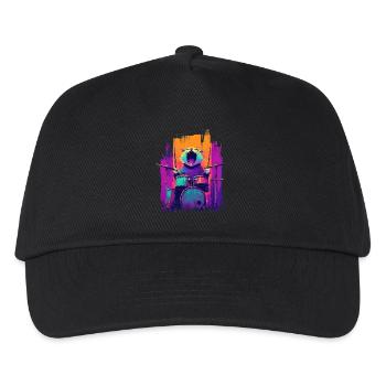 Wild Cat on the Drums - Motif for Rock Musicians - Kids’ Baseball Cap - black - Front