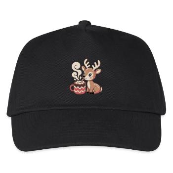 Cuddly deer drinks cocoa - Kids’ Baseball Cap - black - Front