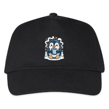 Cuddly penguin with hot cocoa - Kids’ Baseball Cap - black - Front