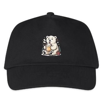 Polarbär mit Kakao Winterzauber - Kinder Basecap - Schwarz - Vorne