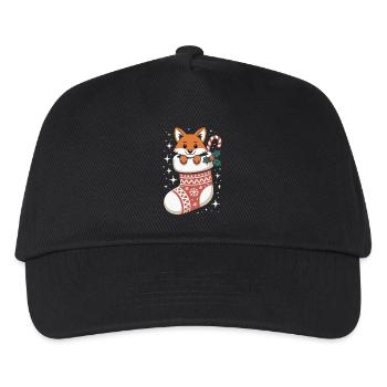 Fox in the Christmas sock - Kids’ Baseball Cap - black - Front