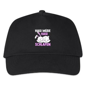 Shlafshirt Hase Hasi Müde Hasi Schlafen - Kinder Basecap - Schwarz - Vorne