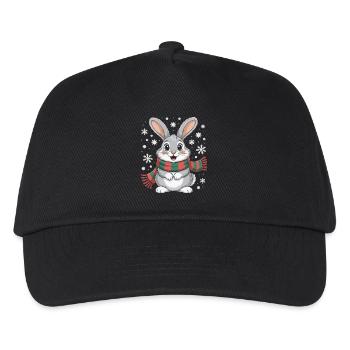 Winterhase mit Schal - Kinder Basecap - Schwarz - Vorne