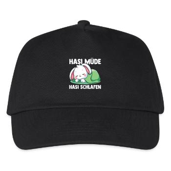 Shlafshirt Hase Hasi Müde Hasi Schlafen - Kinder Basecap - Schwarz - Vorne