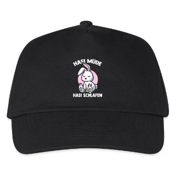 Shlafshirt Hase Hasi Müde Hasi Schlafen - Kinder Basecap - Schwarz - Vorne