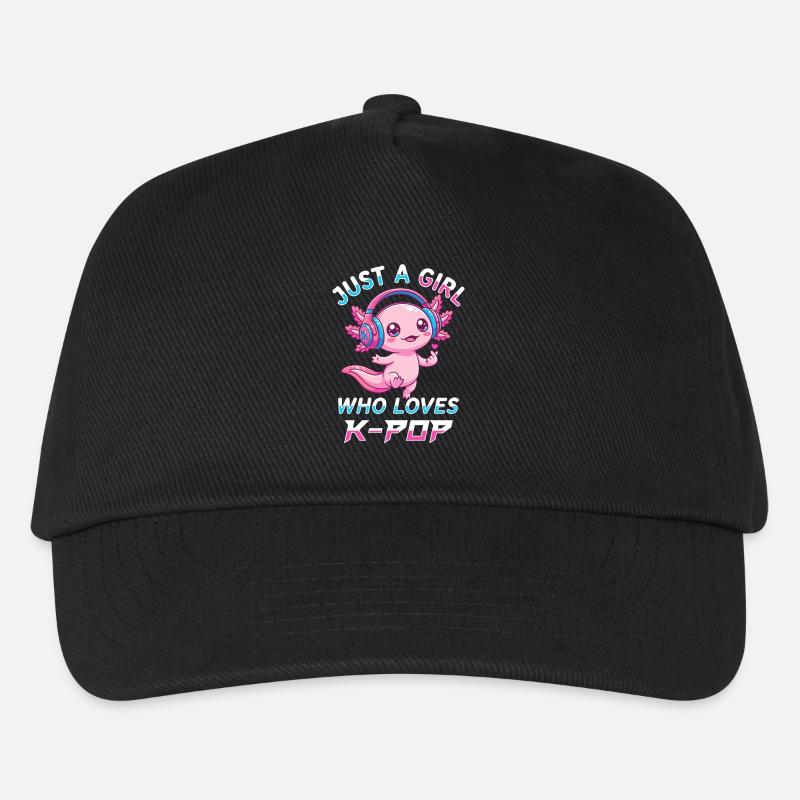 Just a girl, das K-Pop Axolotl liebt - Kinder Basecap - Schwarz