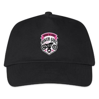 Biker Girl Motorcycle Shield - Kinder Basecap - Schwarz - Vorne