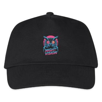Night Vision Eule Retro Nacht Gaming - Kinder Basecap - Schwarz - Vorne