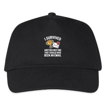 I Survived Another Meeting Email Homeoffice Büro - Kinder Basecap - Schwarz - Vorne