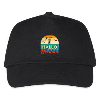Urlaub auf Usedom Ostsee HALLO USEDOM Lustig - Kinder Basecap - Schwarz - Vorne
