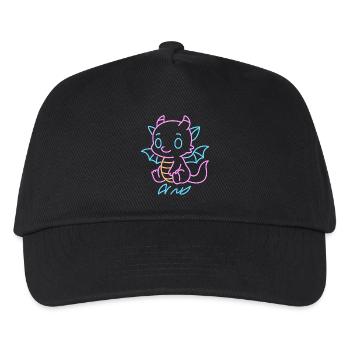Neon Rainboat Dragon in Neon Lines - Kids’ Baseball Cap - black - Front