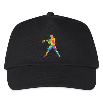 Lacrosse Spieler Bunt Herren Lacrosse Jungen - Kinder Basecap - Schwarz - Vorne