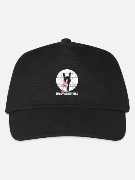 Heavy Christmas | Lustiger Metal Hase - Kinder Basecap - Schwarz