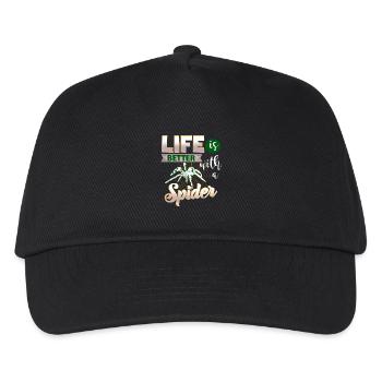 Life is better with a Spider - für Spinnen-Fans - Kinder Basecap - Schwarz - Vorne