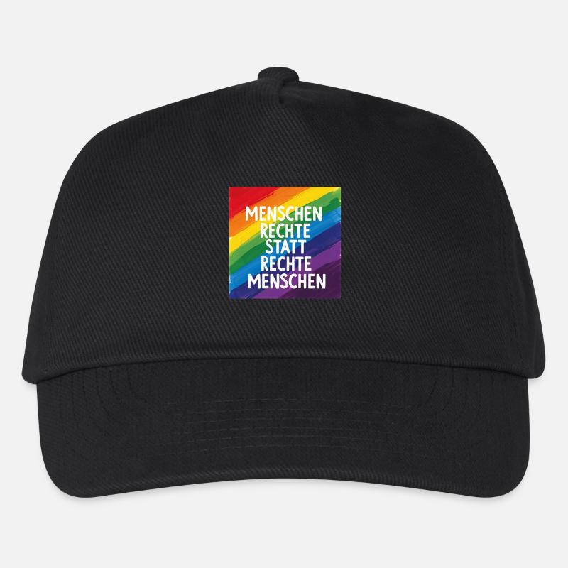 Menschenrechte statt rechte Menschen Regenbogen - Kinder Basecap - Schwarz