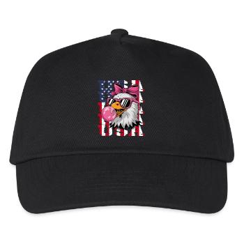  USA Adler Mit Sonnenbrille Kaugummi Pinke - Kinder Basecap - Schwarz - Vorne