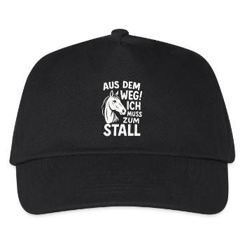 Aus dem Weg Ich muss zum Stall Reiten Reiterin - Kinder Basecap - Schwarz - Vorne