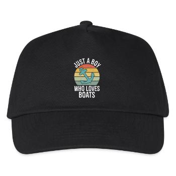 Just a Boy Who Loves Boats Retro Boys Bday Boat - Kids’ Baseball Cap - black - Front