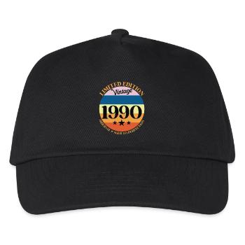 1990er Vintage-Geburtstagsgeschenk 90er Jahre - Kinder Basecap - Schwarz - Vorne