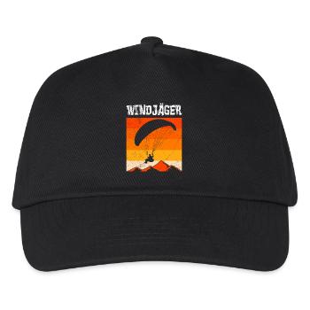 Gleitschirmflieger WINDJÄGER Lustiges - Kinder Basecap - Schwarz - Vorne