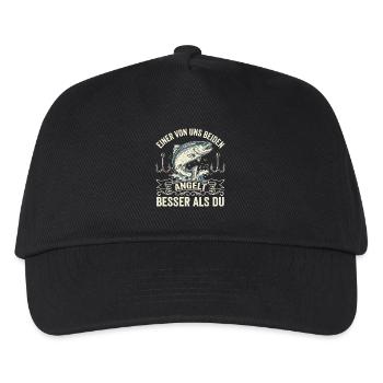 Besserer Angler Spruch – Lustiges Angelshirt - Kinder Basecap - Schwarz - Vorne