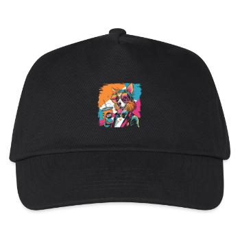 Po Art Dog with Drink Colorful Comic Design - Kids’ Baseball Cap - black - Front