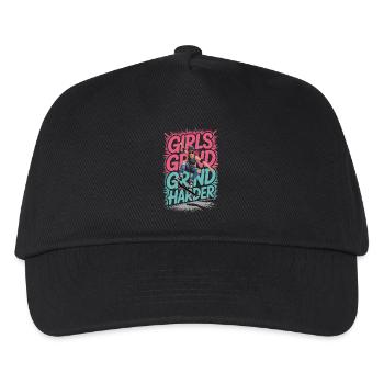 Girls Skate Grind Harder Spruch Design - Kinder Basecap - Schwarz - Vorne
